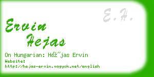 ervin hejas business card